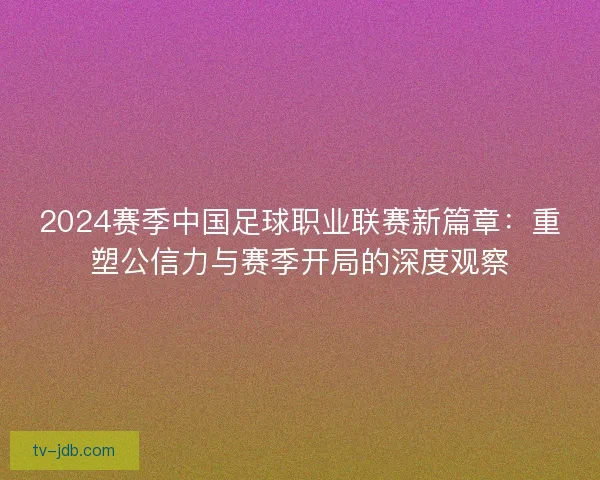 2024赛季中国足球职业联赛新篇章：重塑公信力与赛季开局的深度观察
