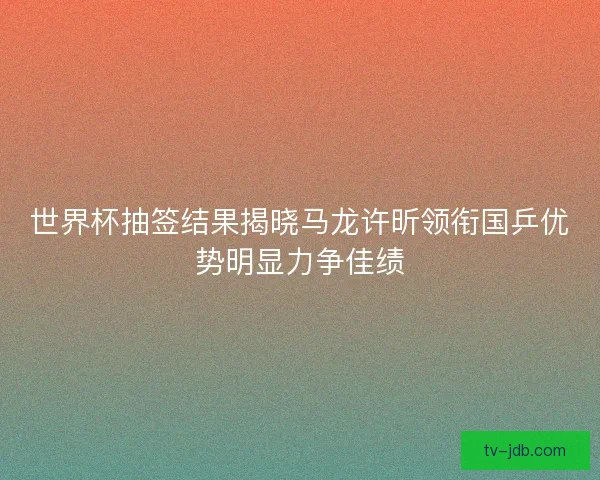 世界杯抽签结果揭晓马龙许昕领衔国乒优势明显力争佳绩